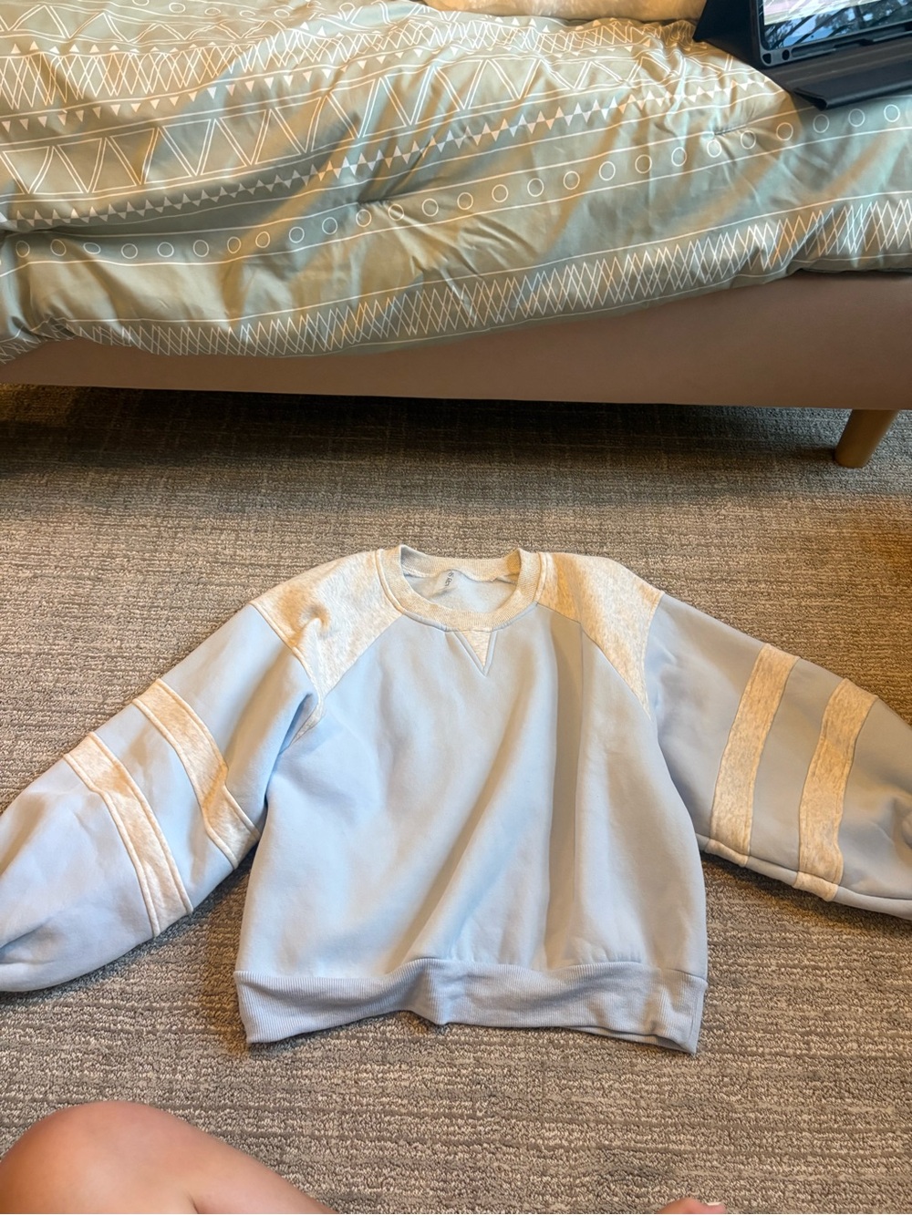 Altar'd State Light Blue & Cream Crewneck Sweater